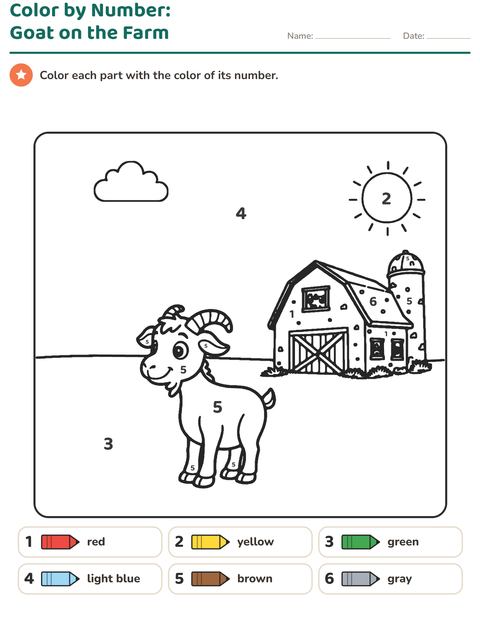 Preview of Color by Number worksheet for kindergarten
