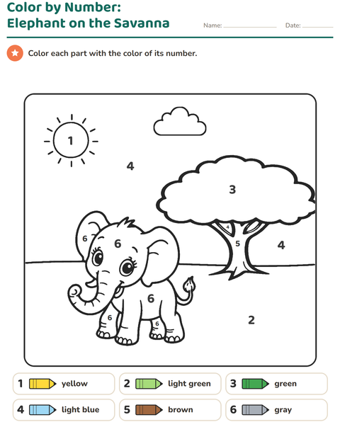 Preview of Color by Number worksheet for kindergarten