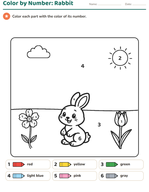 Preview of Color by Number worksheet for kindergarten