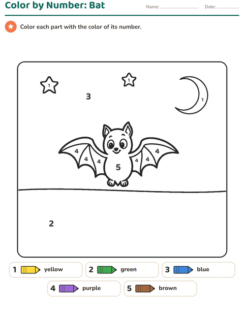 Preview of Color by Number worksheet for kindergarten