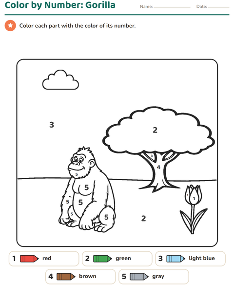 Preview of Color by Number worksheet for kindergarten