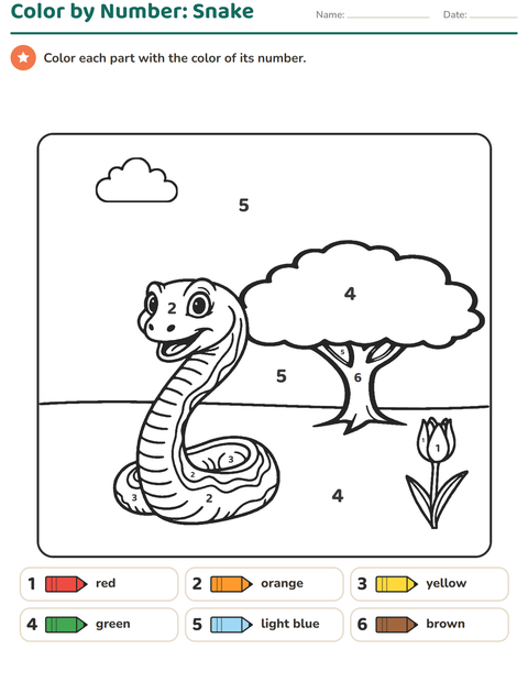 Preview of Color by Number worksheet for kindergarten