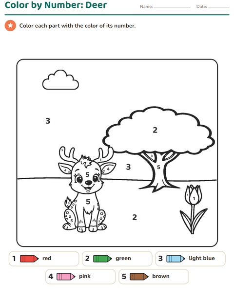 Preview of Color by Number worksheet for kindergarten