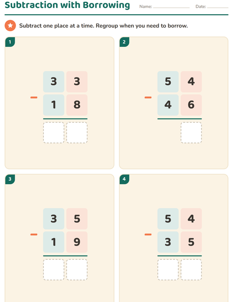 Preview of Column Addition and Subtraction worksheet for grade 3