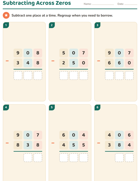 Preview of Column Addition and Subtraction worksheet for grade 3