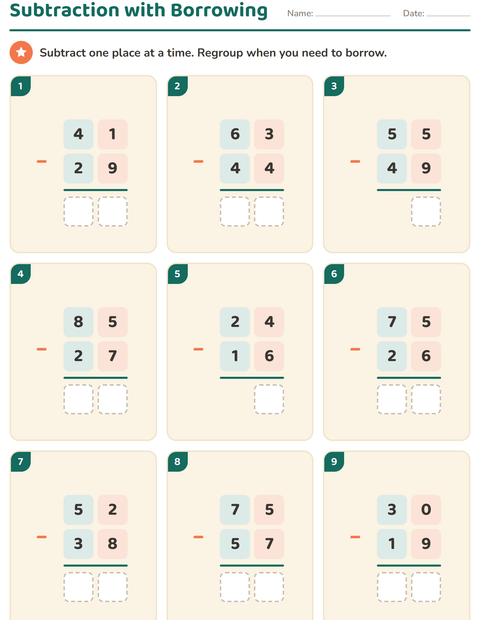 Preview of Column Addition and Subtraction worksheet for grade 3