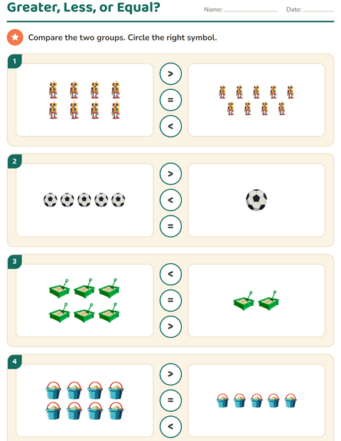 Preview of Comparing Groups worksheet featuring Toys for grade 1