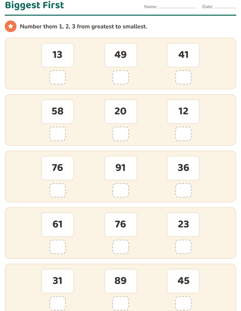 Preview of Comparing Numbers worksheet for grade 1