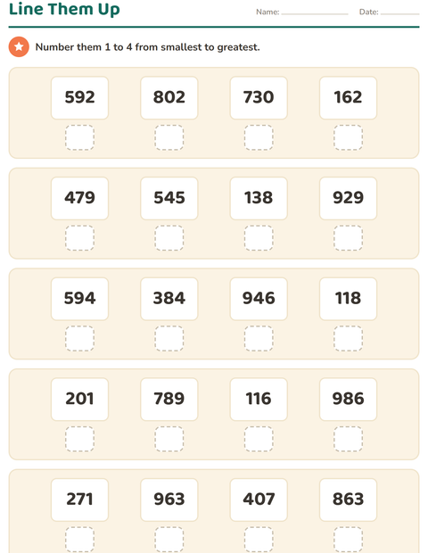 Preview of Comparing Numbers worksheet for grade 2