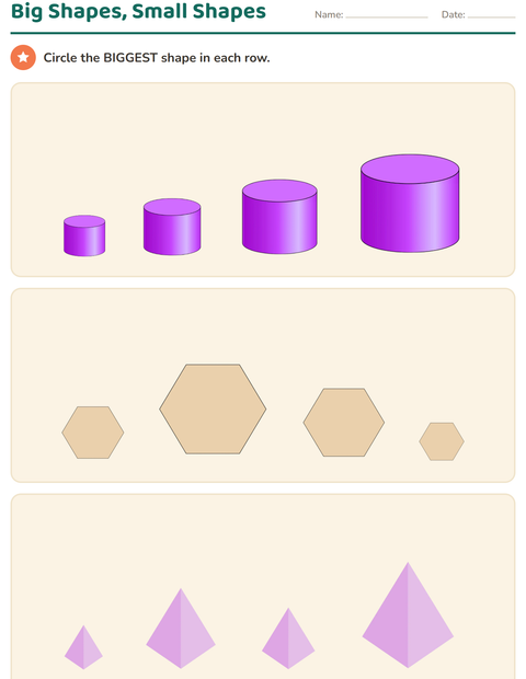 Preview of Comparing Sizes worksheet for kindergarten