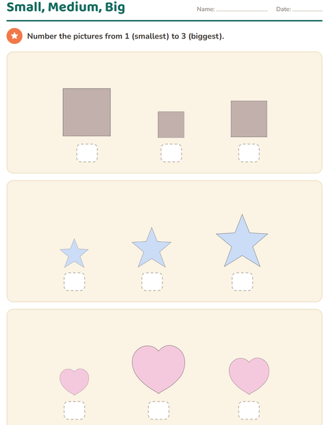 Preview of Comparing Sizes worksheet featuring Shapes for kindergarten