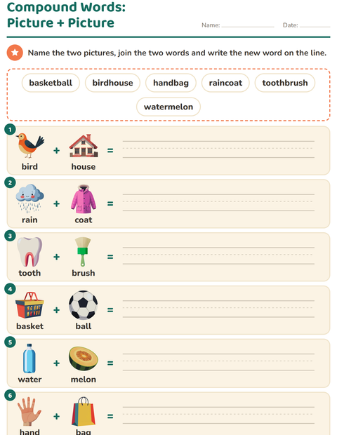 Preview of Compound Words worksheet for grade 2