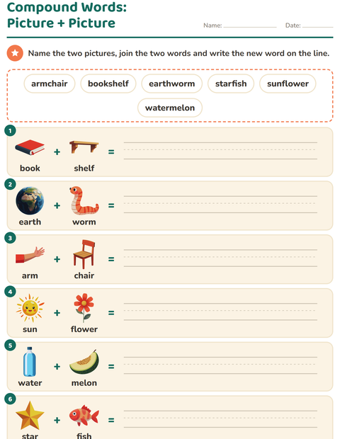 Preview of Compound Words worksheet for grade 2