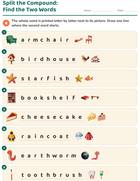 Preview of Compound Words worksheet for grade 2