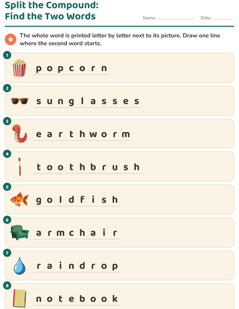Preview of Compound Words worksheet for grade 2