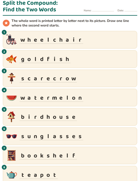 Preview of Compound Words worksheet for grade 2