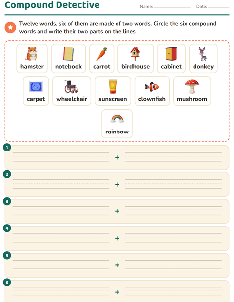 Preview of Compound Words worksheet for grade 2