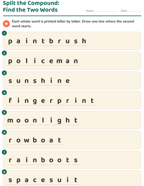 Preview of Compound Words worksheet for grade 2