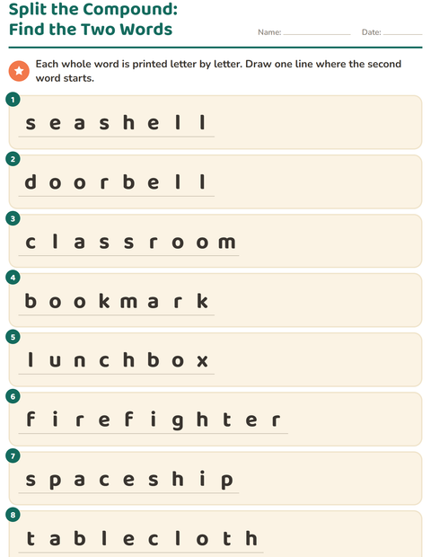 Preview of Compound Words worksheet for grade 2