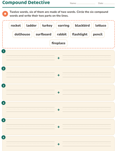 Preview of Compound Words worksheet for grade 2