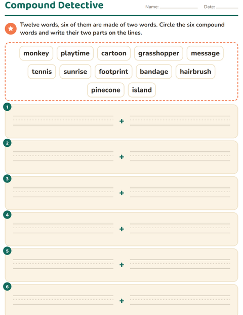 Preview of Compound Words worksheet for grade 2