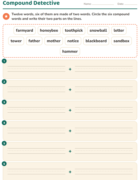 Preview of Compound Words worksheet for grade 2