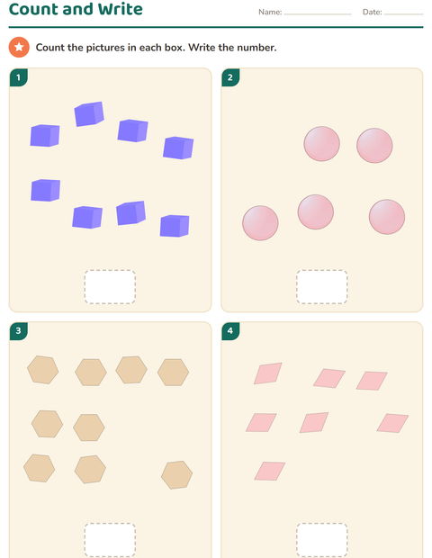 Preview of Counting Pictures worksheet featuring Shapes for kindergarten