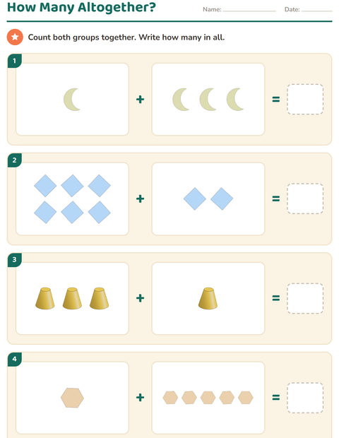 Preview of Counting Pictures worksheet featuring Shapes for kindergarten