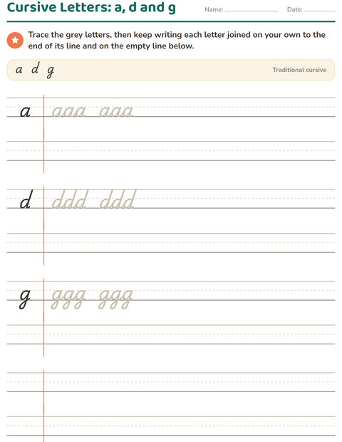 Preview of Cursive Writing worksheet for grade 2
