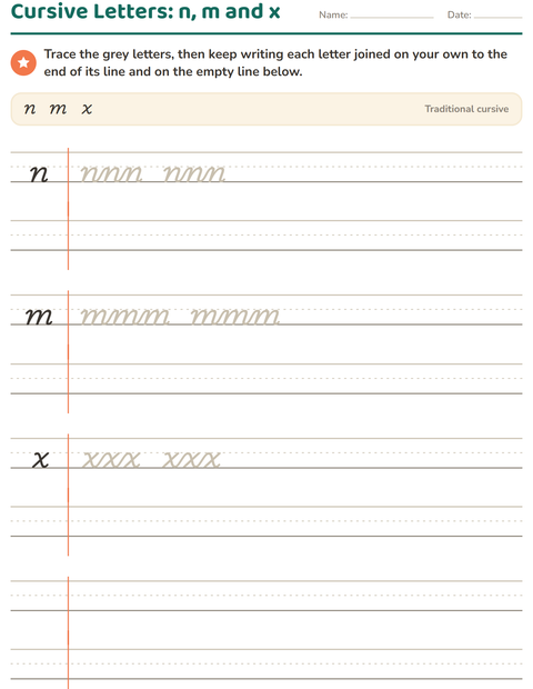 Preview of Cursive Writing worksheet for grade 2