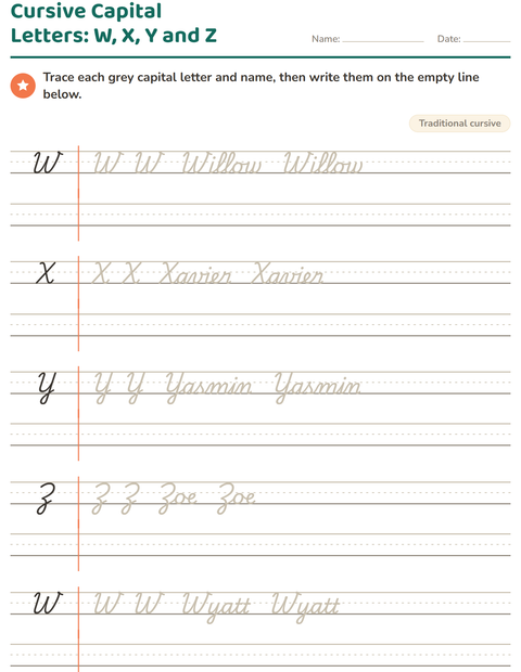 Preview of Cursive Writing worksheet for grade 2