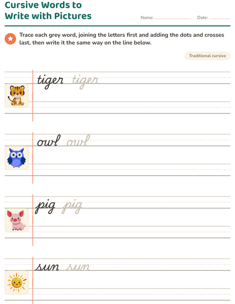 Preview of Cursive Writing worksheet for grade 2