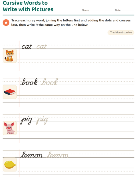Preview of Cursive Writing worksheet for grade 2