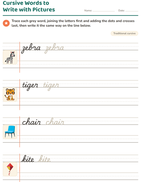 Preview of Cursive Writing worksheet for grade 2