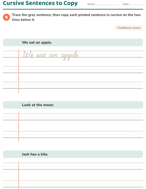 Preview of Cursive Writing worksheet for grade 3
