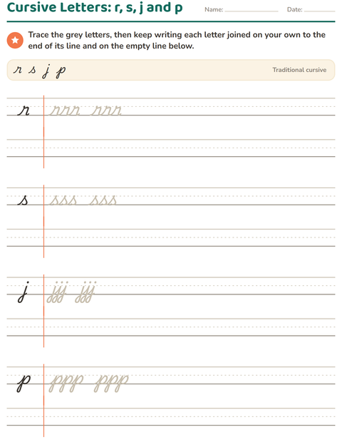 Preview of Cursive Writing worksheet for grade 2