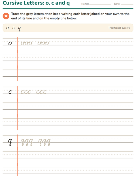 Preview of Cursive Writing worksheet for grade 2
