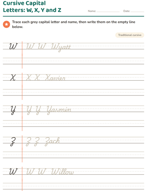 Preview of Cursive Writing worksheet for grade 2