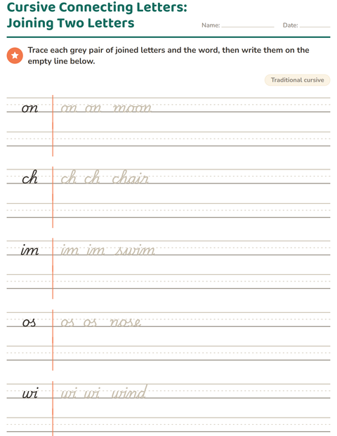 Preview of Cursive Writing worksheet for grade 2