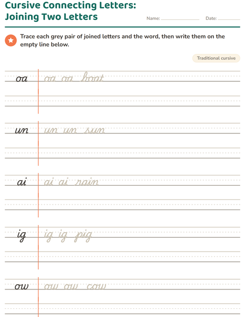 Preview of Cursive Writing worksheet for grade 2