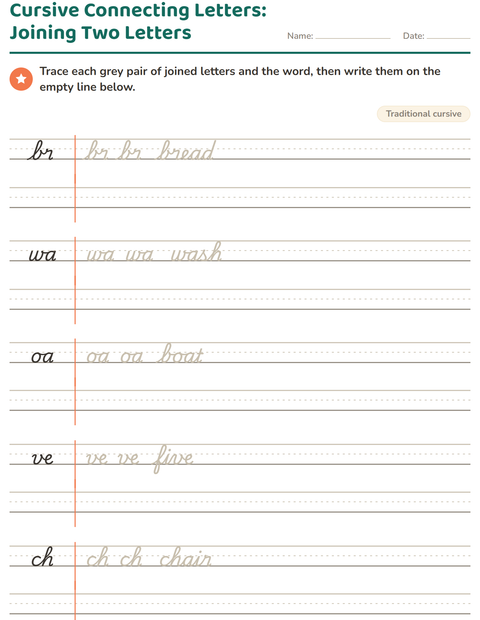 Cursive Connecting Letters: Joining Two Letters