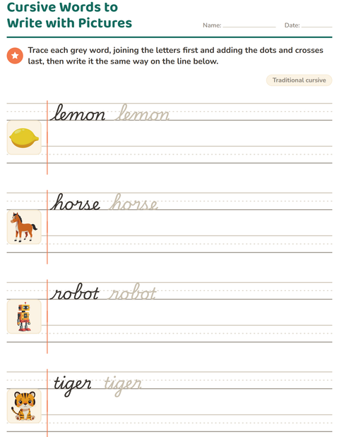 Preview of Cursive Writing worksheet for grade 2