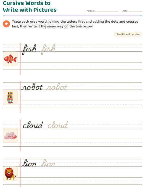 Preview of Cursive Writing worksheet for grade 2