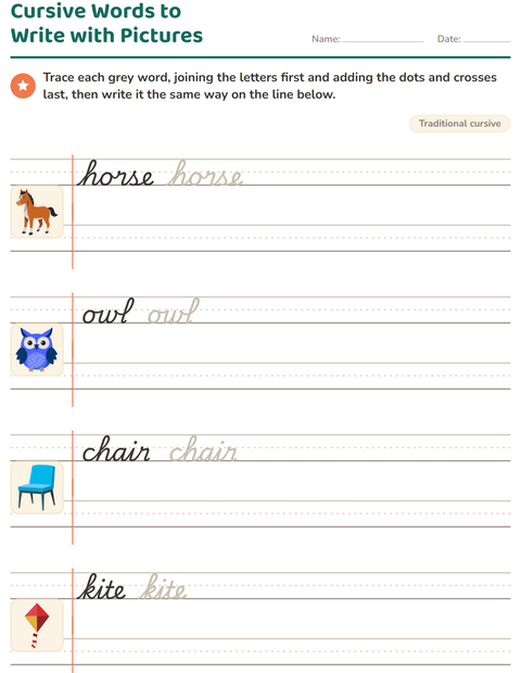Preview of Cursive Writing worksheet for grade 2