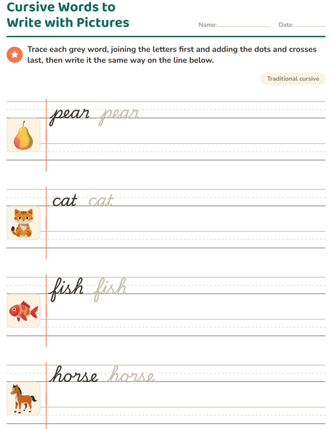 Preview of Cursive Writing worksheet for grade 2