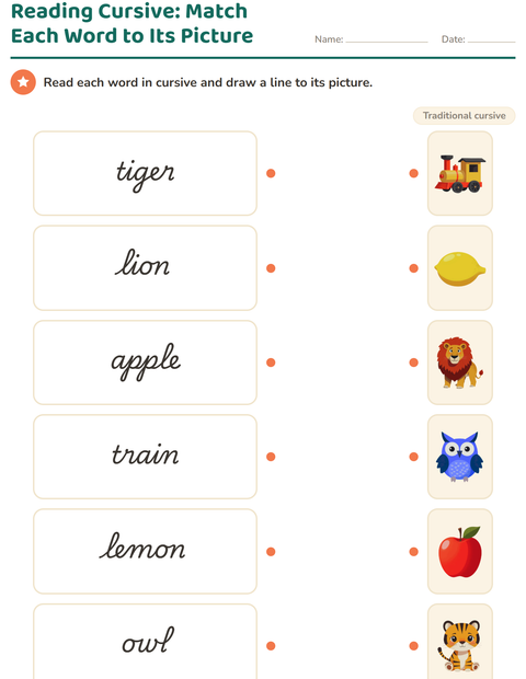 Preview of Cursive Writing worksheet for grade 2