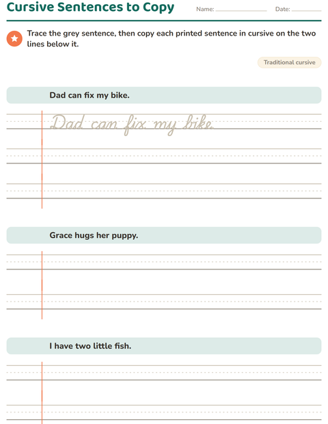 Preview of Cursive Writing worksheet for grade 3