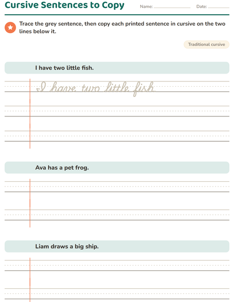 Preview of Cursive Writing worksheet for grade 3