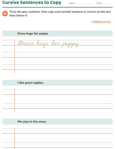 Preview of Cursive Writing worksheet for grade 3
