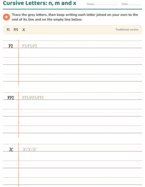 Preview of Cursive Writing worksheet for grade 2